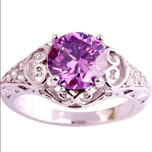 925 Sterling Silver Gemstone  Amethyst Dainty Ring